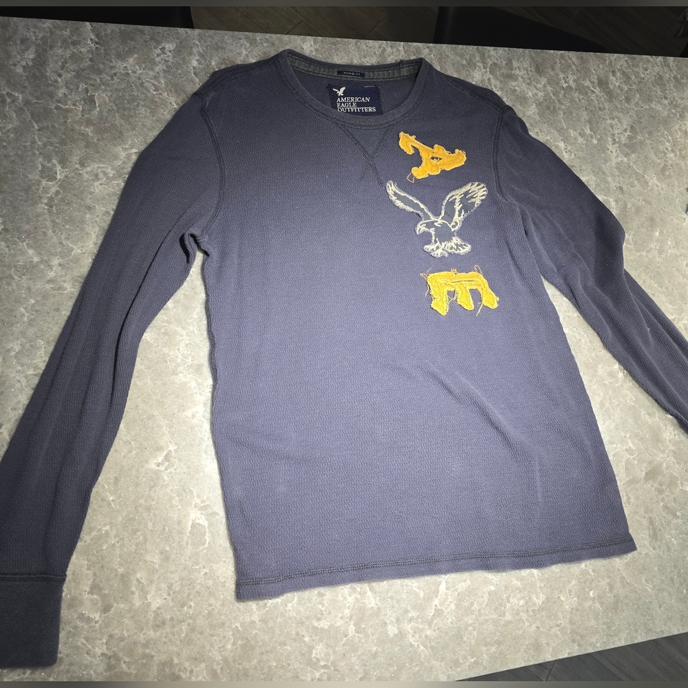 American Eagle Outfitters Navy Long Sleeve Shirt